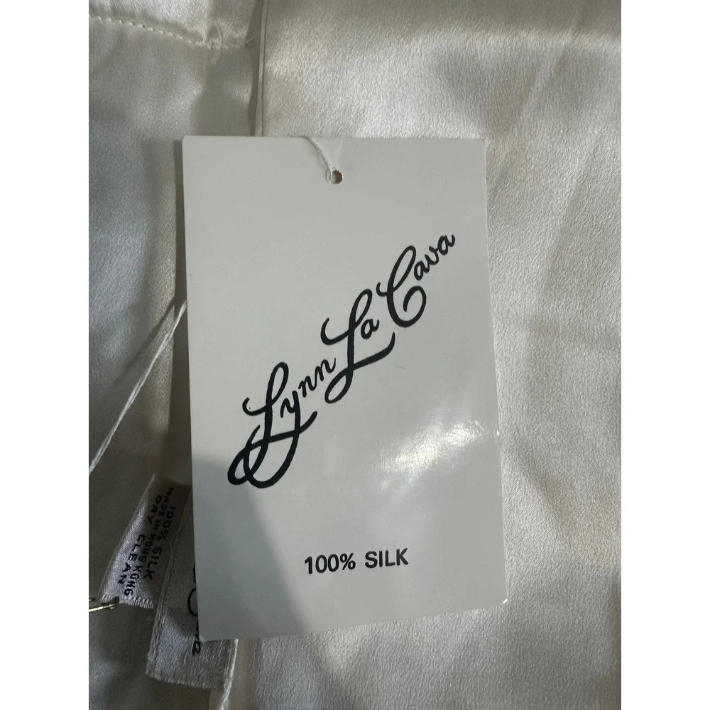 Lynn La Cava 100% Pure Silk Pillowcase Ivory White Rosette Accent Vintage NWT 2